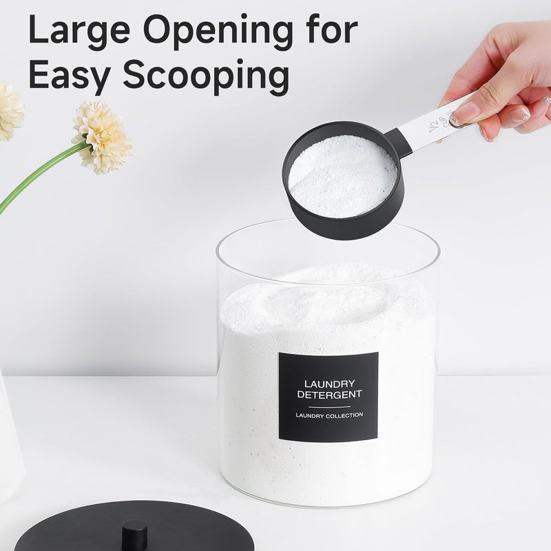 TIPGO 3 Pack Glass Jars and Acrylic Dryer Sheet Holder, Laundry Pods Container with Bamboo Lid and Measuring Cups for Laundry Room Organization, Powder Detergent Containers (Black) - Image 5